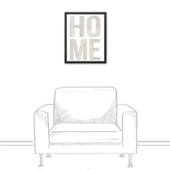 Wall Quotes & Signs-Kirkland's Home Floral Home Black Framed Canvas Art Print Black/White/Gray