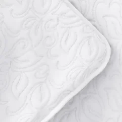 Quilts-Kirkland's Home Floral Stitch 3-Pc. King Quilt Set White