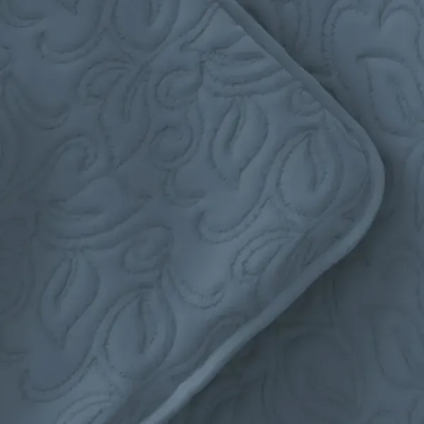 Quilts-Kirkland's Home Floral Stitch 3-Pc. King Quilt Set Blue