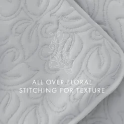 Quilts-Kirkland's Home Floral Stitch 3-Pc. King Quilt Set Gray