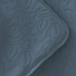 Quilts-Kirkland's Home Floral Stitch 3-Pc. Queen Quilt Set Blue