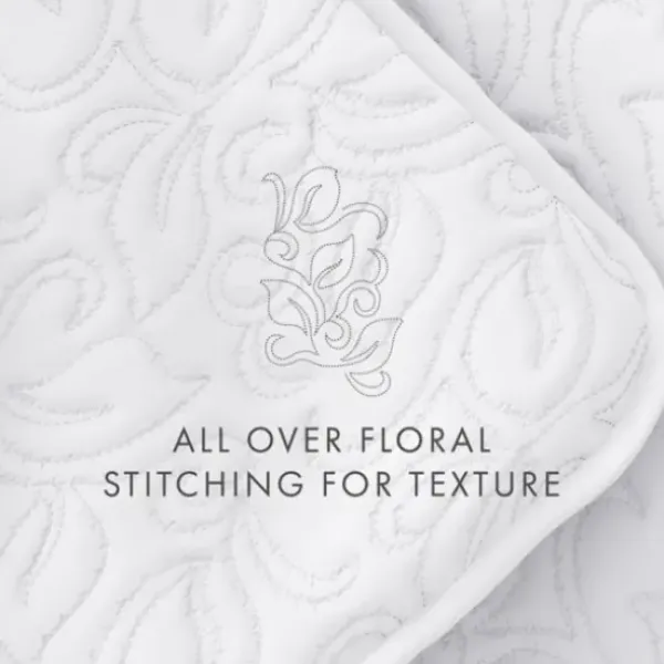 Quilts-Kirkland's Home Floral Stitch 3-Pc. Queen Quilt Set White