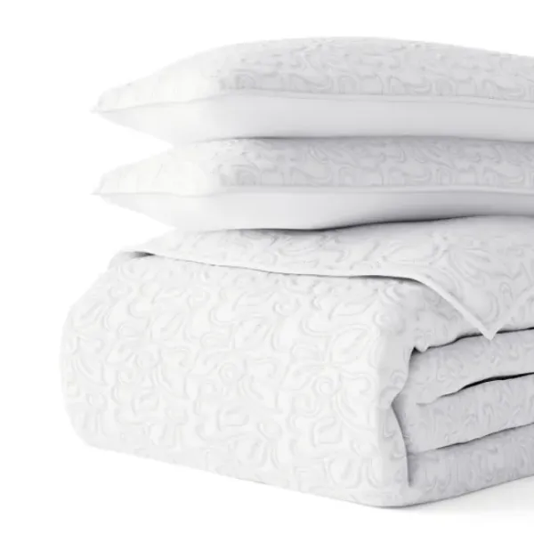 Quilts-Kirkland's Home Floral Stitch 2-Pc. Twin Quilt Set White