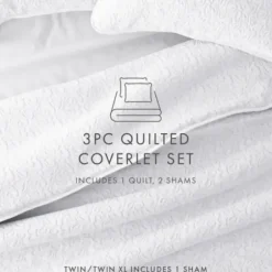Quilts-Kirkland's Home Floral Stitch 2-Pc. Twin Quilt Set White