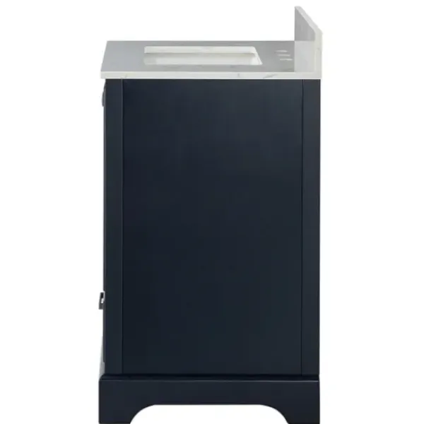 Bathroom Furniture-Kirkland's Home Florence Navy Wood Backsplash Sink Vanity Blue