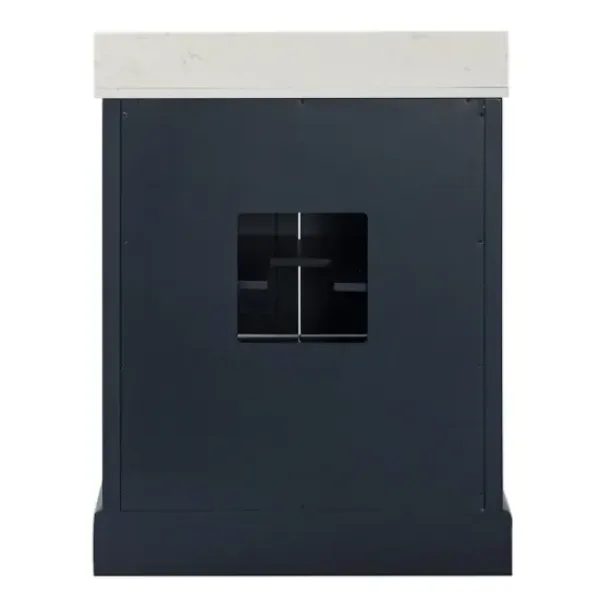Bathroom Furniture-Kirkland's Home Florence Navy Wood Backsplash Sink Vanity Blue