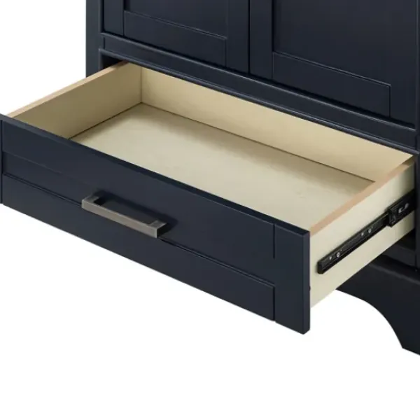 Bathroom Furniture-Kirkland's Home Florence Navy Wood Backsplash Sink Vanity Blue
