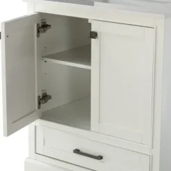 Bathroom Furniture-Kirkland's Home Florence Wood Backsplash Sink Vanity White