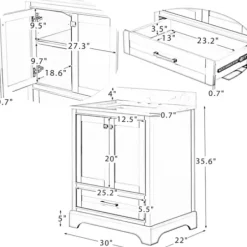 Bathroom Furniture-Kirkland's Home Florence Wood Backsplash Sink Vanity White