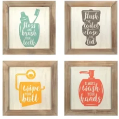 Wall Quotes & Signs-Kirkland's Home Floss, Flush, Wipe, And Wash Plaques, Set Of 4 Multi