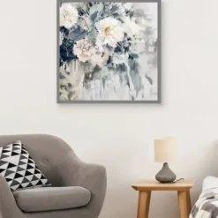 Canvas Art-Kirkland's Home Flower Impressions Framed Canvas Art Print Gray