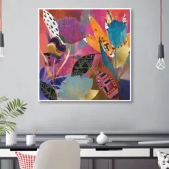 Framed Art-Kirkland's Home Flower Power Passion Framed Canvas Art Print Multi