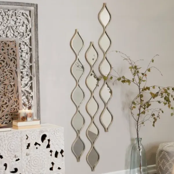 Decorative Mirrors-Kirkland's Home Foil Slim Stacked Teardrops Wall Mirror Silver