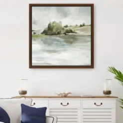 Framed Art-Kirkland's Home Forest Look Out Framed Canvas Art Print Gray/White/Green
