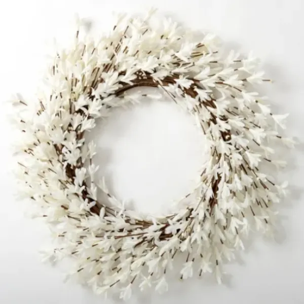 Wreaths-Kirkland's Home Forsythia Flowers Wreath White
