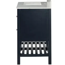 Bathroom Furniture-Kirkland's Home Foster Navy Wood Backsplash Sink Vanity Blue