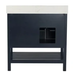 Bathroom Furniture-Kirkland's Home Foster Navy Wood Backsplash Sink Vanity Blue