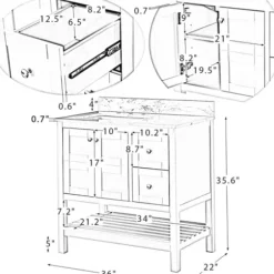 Bathroom Furniture-Kirkland's Home Foster Wood Backsplash Sink Vanity Gray