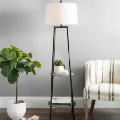 Floor Lamps-Kirkland's Home Freemont 2-Tier Shelf Floor Lamp White