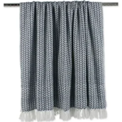 Blankets & Throws-Kirkland's Home French And White Arrowhead Throw Blue