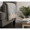 Blankets & Throws-Kirkland's Home French Chevron And Fringe Throw Blue