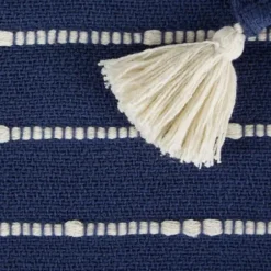 Blankets & Throws-Kirkland's Home French Slub Stripe Decorative Throw Blue