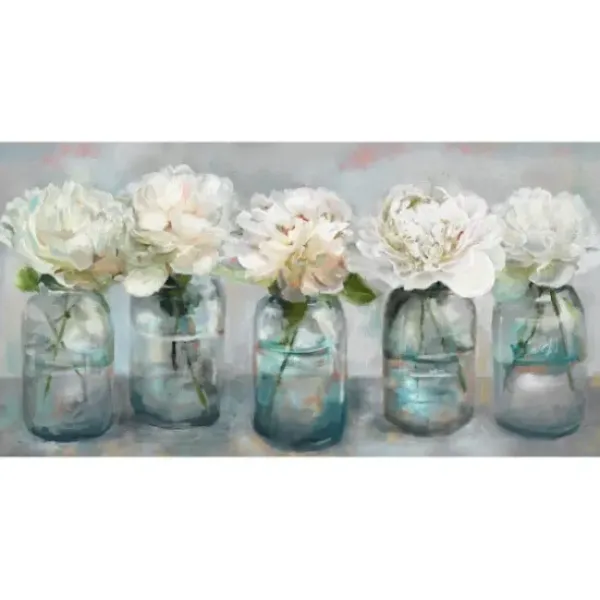 Canvas Art-Kirkland's Home Fresh Picked Peonies Canvas Art Print White/Blue/Gray