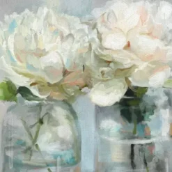 Canvas Art-Kirkland's Home Fresh Picked Peonies Canvas Art Print White/Blue/Gray