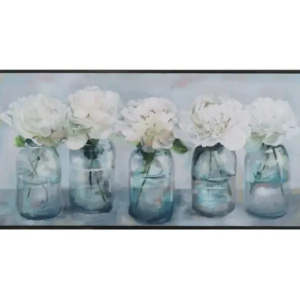 Framed Art-Kirkland's Home Fresh Picked Peonies Framed Art Print Green/White/Gray/Blue