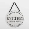 Wall Quotes & Signs-Kirkland's Home Freshly Brewed Coffee Round Beaded Wall Plaque White/Black