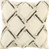 Pillows-Kirkland's Home Fringe Stitched Lattice Throw Pillow Ivory/Black