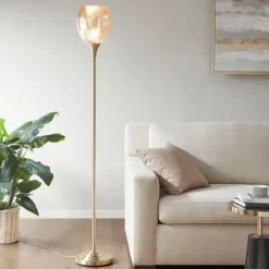 Floor Lamps-Kirkland's Home Frosted Starlight Golden Floor Lamp White