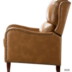 Accent Chairs-Kirkland's Home Full-Grain Leather Recliner Accent Chair Brown