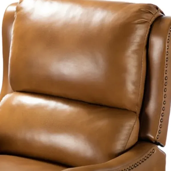 Accent Chairs-Kirkland's Home Full-Grain Leather Recliner Accent Chair Brown