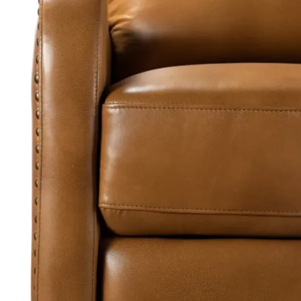 Accent Chairs-Kirkland's Home Full-Grain Leather Recliner Accent Chair Brown