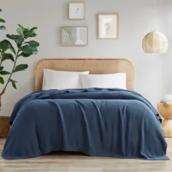 Blankets & Throws-Kirkland's Home Full/Queen Rylan Knit Blanket Blue