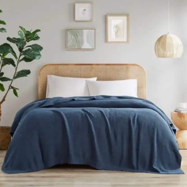 Blankets & Throws-Kirkland's Home Full/Queen Rylan Knit Blanket Blue