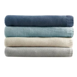 Blankets & Throws-Kirkland's Home Full/Queen Rylan Knit Blanket Blue