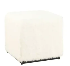 Benches & Ottomans-Kirkland's Home Fur Cube Ottoman White