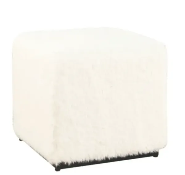 Benches & Ottomans-Kirkland's Home Fur Cube Ottoman White