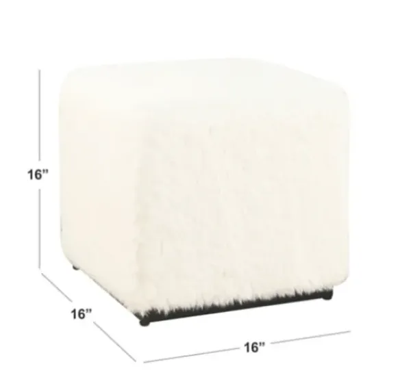 Benches & Ottomans-Kirkland's Home Fur Cube Ottoman White