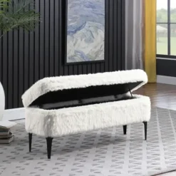 Benches & Ottomans-Kirkland's Home Fur Storage Bench White