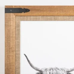 Framed Art-Kirkland's Home Furry Highland Cow Framed Art Print White/Black