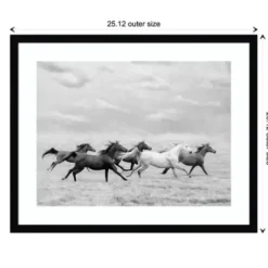 Framed Art-Kirkland's Home Galloping Wild Horses Framed Wall Art Black/White
