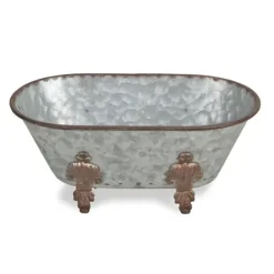 Baskets & Boxes-Kirkland's Home Galvanized Decorative Bathtub Silver