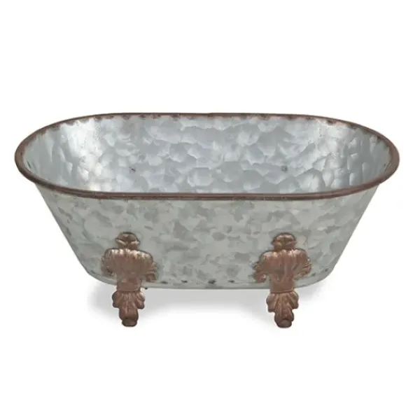 Baskets & Boxes-Kirkland's Home Galvanized Decorative Bathtub Silver