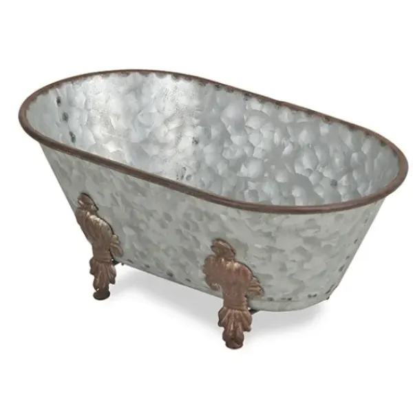Baskets & Boxes-Kirkland's Home Galvanized Decorative Bathtub Silver