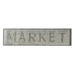 Wall Quotes & Signs-Kirkland's Home Galvanized Iron Market Wall Sign Silver