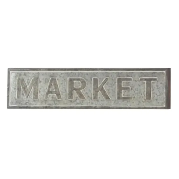 Wall Quotes & Signs-Kirkland's Home Galvanized Iron Market Wall Sign Silver