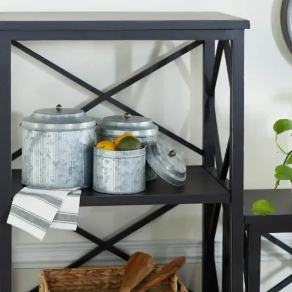 Decorative Bowls & Jars-Kirkland's Home Galvanized Metal Lid 3-Pc. Decorative Jar Set Silver